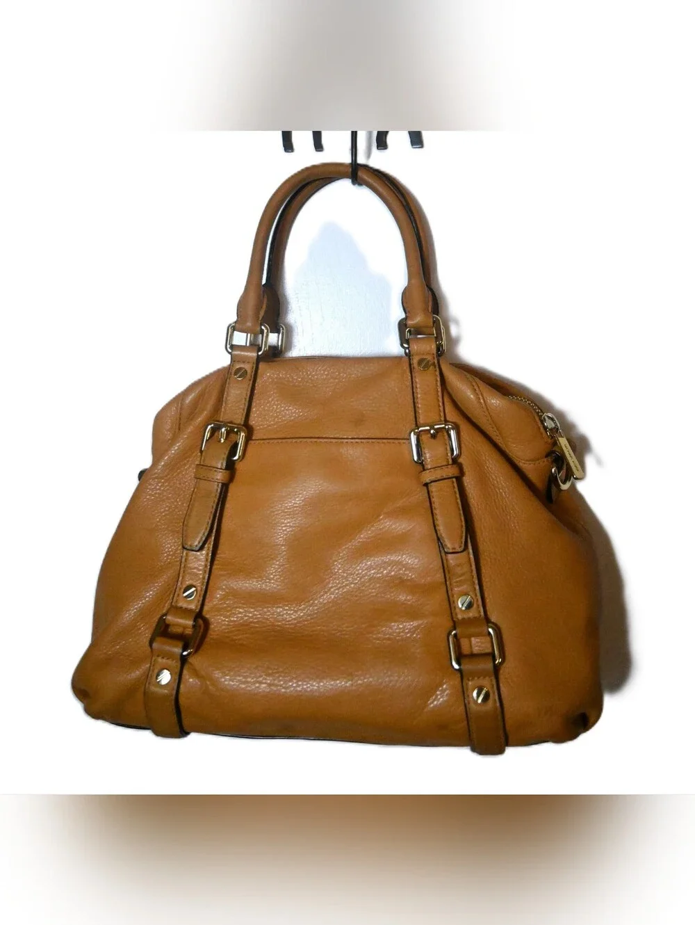 Micheal Kors Bedford Satchel Tan Pebbled Leather Top Handle Bag / Purse.